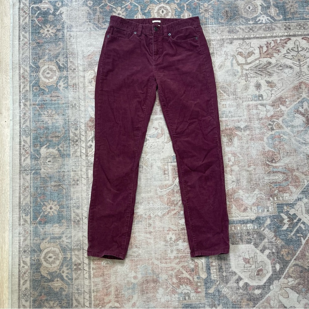 J Crew Corduroy Maroon Straight Leg Pants Women’s Size 29. S - Picture 2 of 7